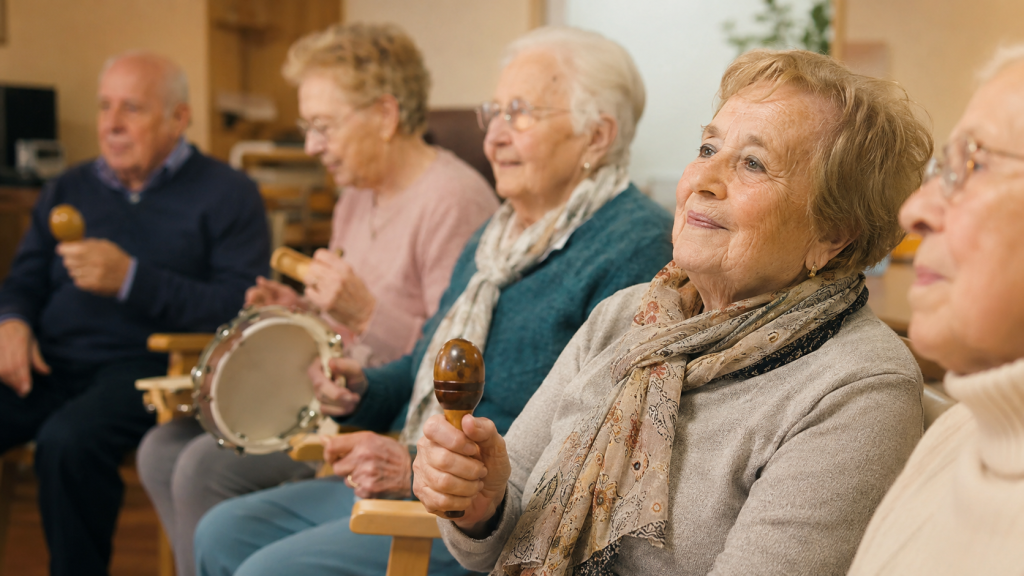 Actividad de musicoterapia y estimulación de recuerdos en personas mayores